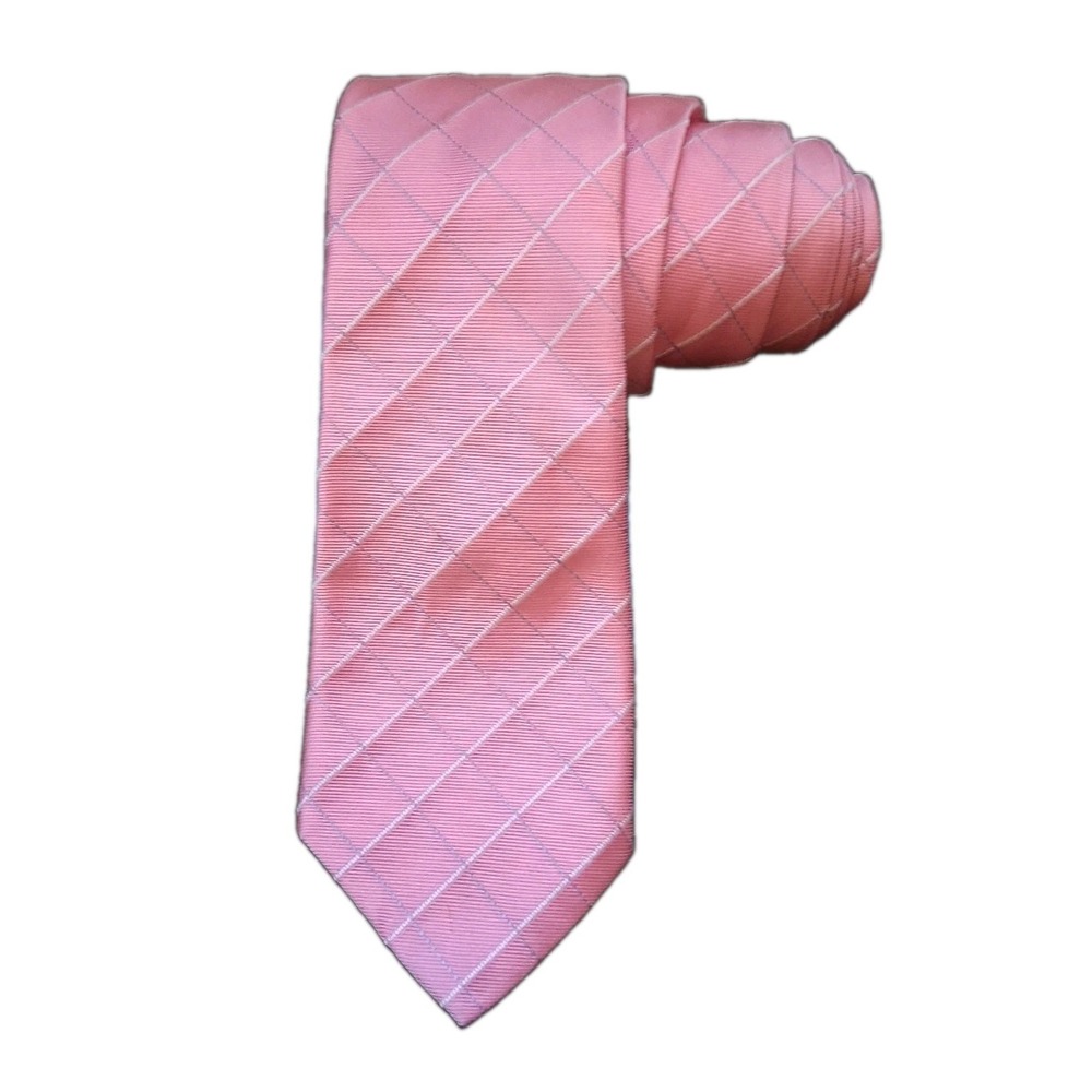 Alain Figaret France Men's Pink Windowpane Check Grid Neck Tie Silk